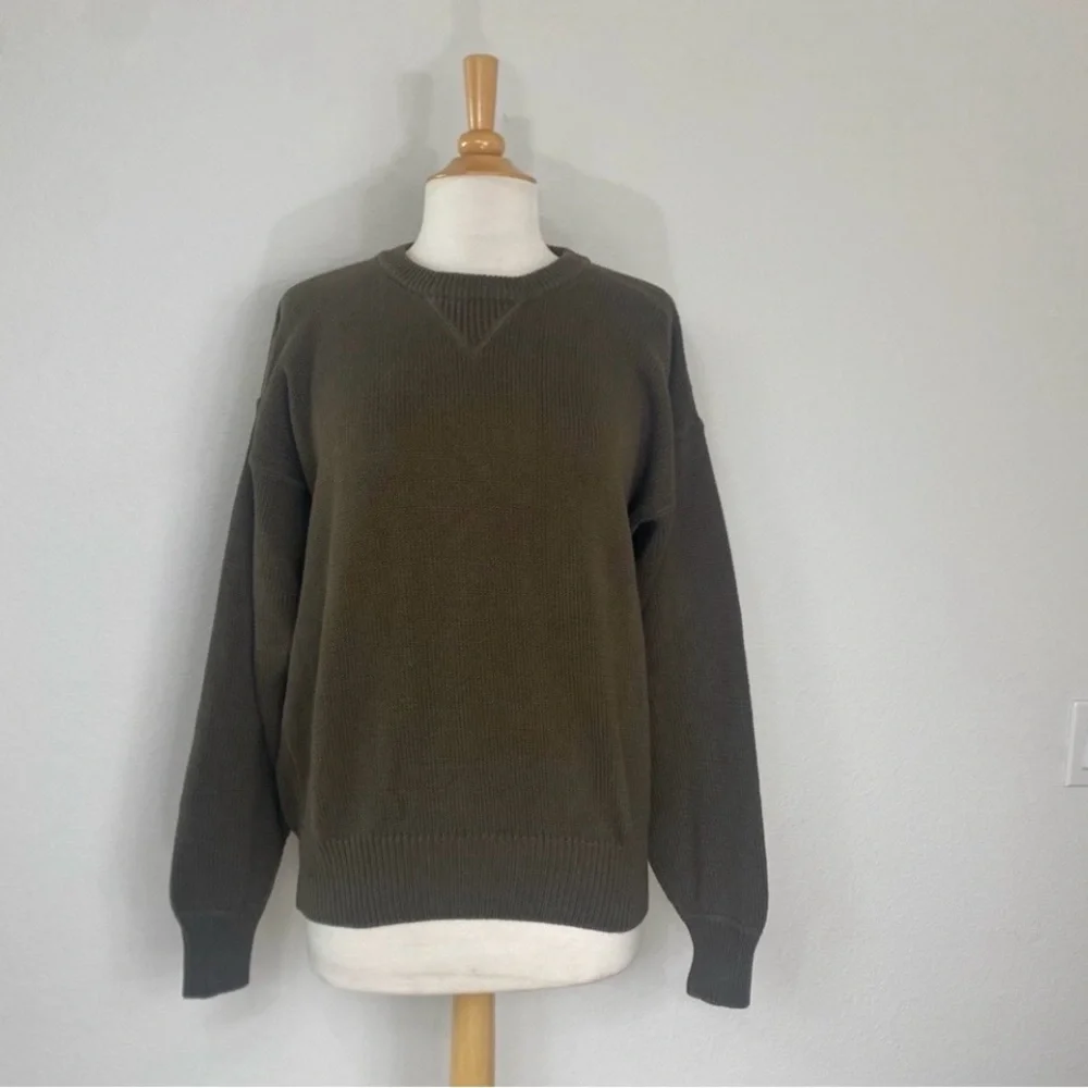 Vintage GAP Women's Olive 100% Cotton Oversize Knit Sweater Size Small Coastal